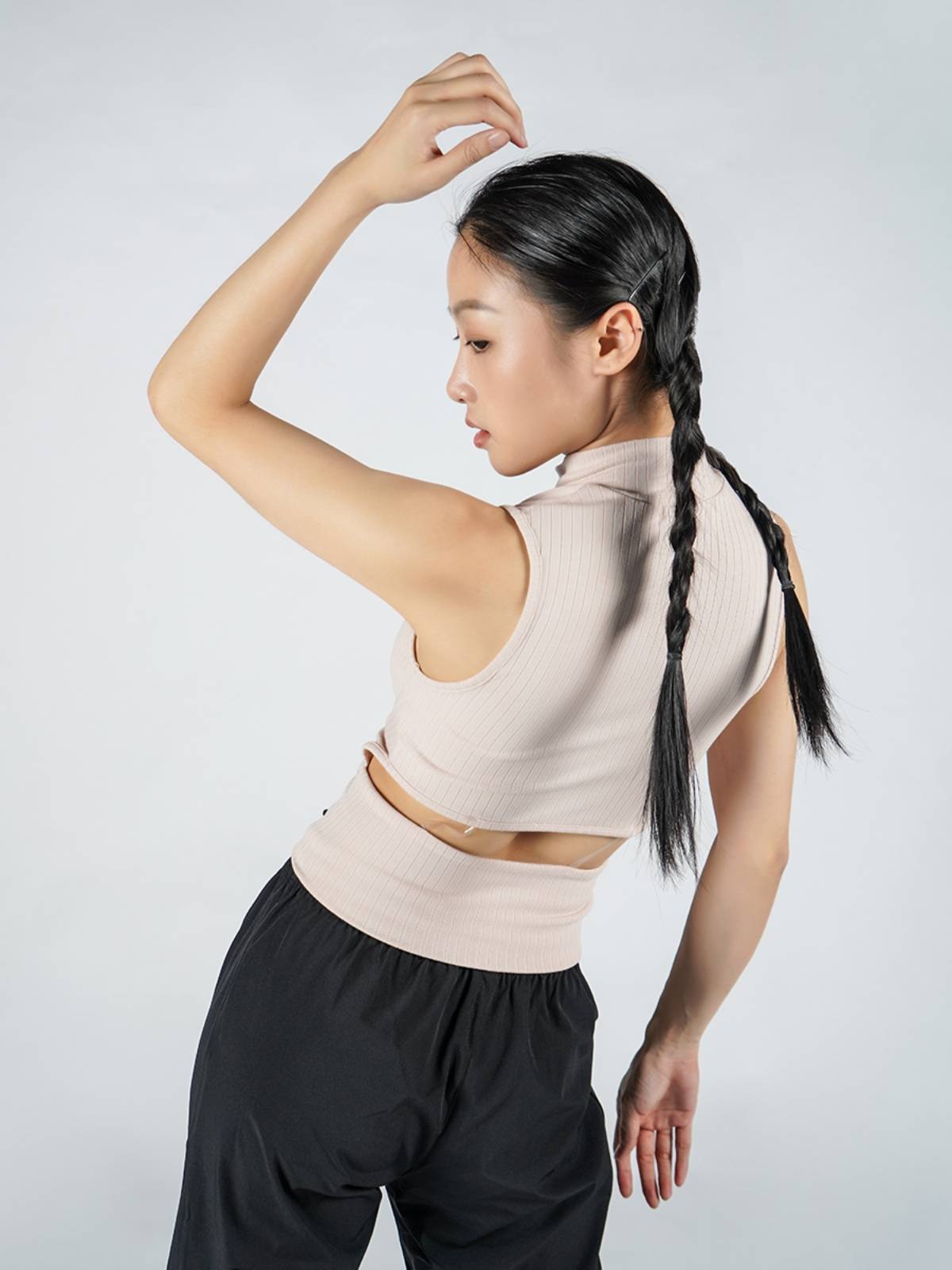 Put a Th361 Modern Dance Practice Female Summer Sleeveless Dance Club Tight Dance Vests Black Design Model