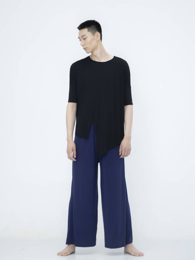 Dance practice uniform set men's black loose student art test shape clothes Modal pants modern dance top