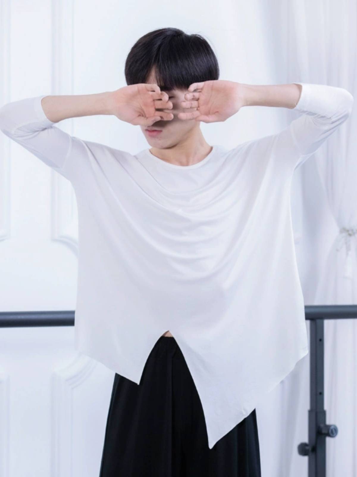 Dance practice uniform set men's black loose student art test shape clothes Modal pants modern dance top
