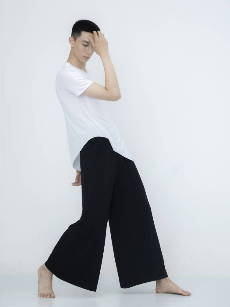 Dance practice uniform set men's black loose student art test shape clothes Modal pants modern dance top