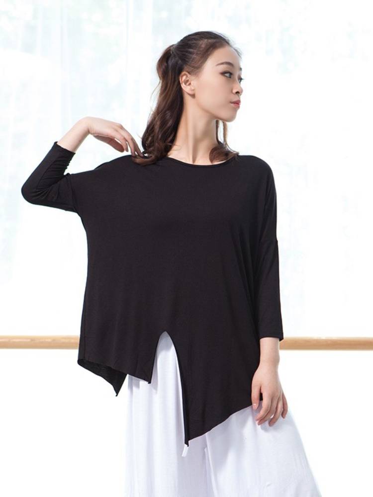 Dance practice uniform set men's black loose student art test shape clothes Modal pants modern dance top