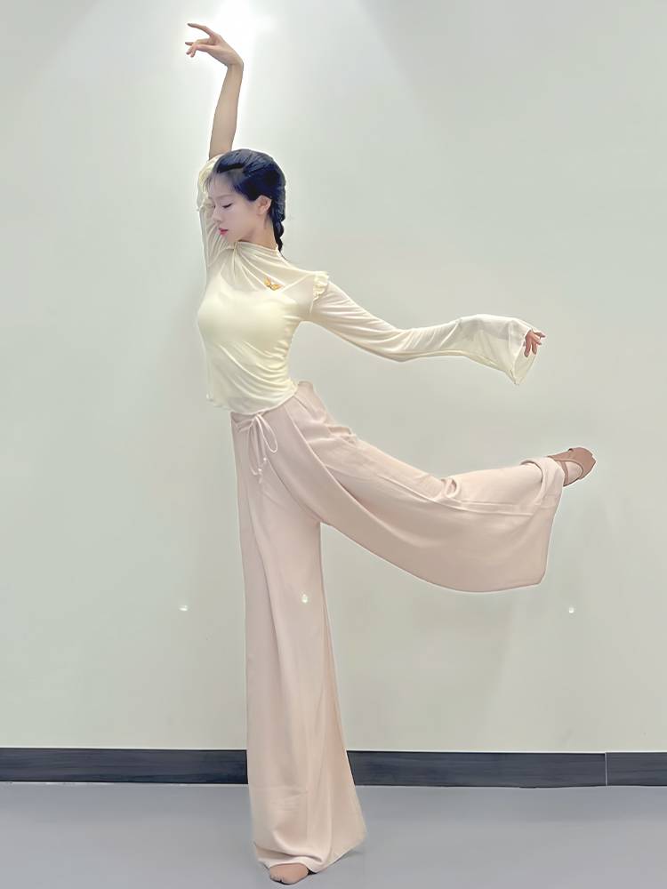 Modern dance exercise pants Classical dance loose, elegant wide leg pants men and women summer Chinese dance pants thin straight pants