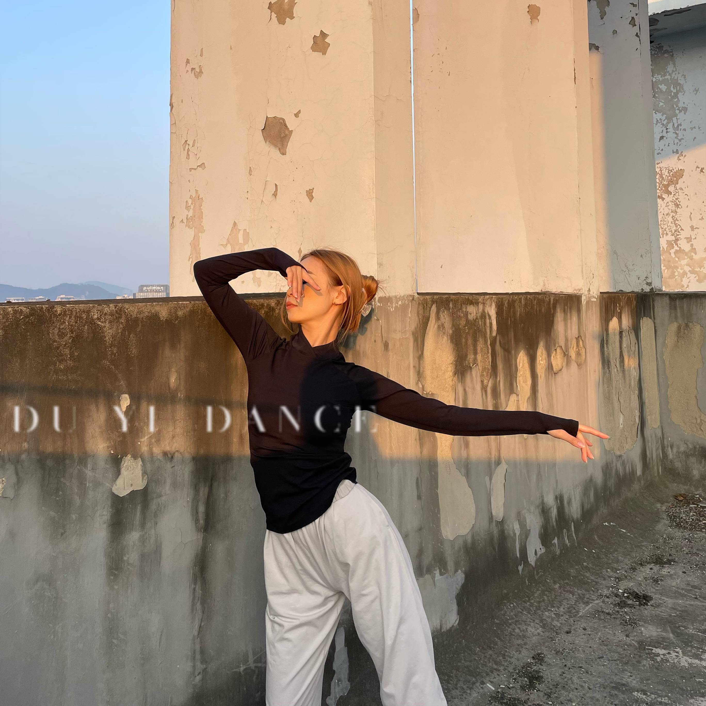 Unique Dance Modern Dance Repair Body Warm Autumn and Winter Practice Services Chinese Wind Collar Nets Oks shoulder stitching dance service