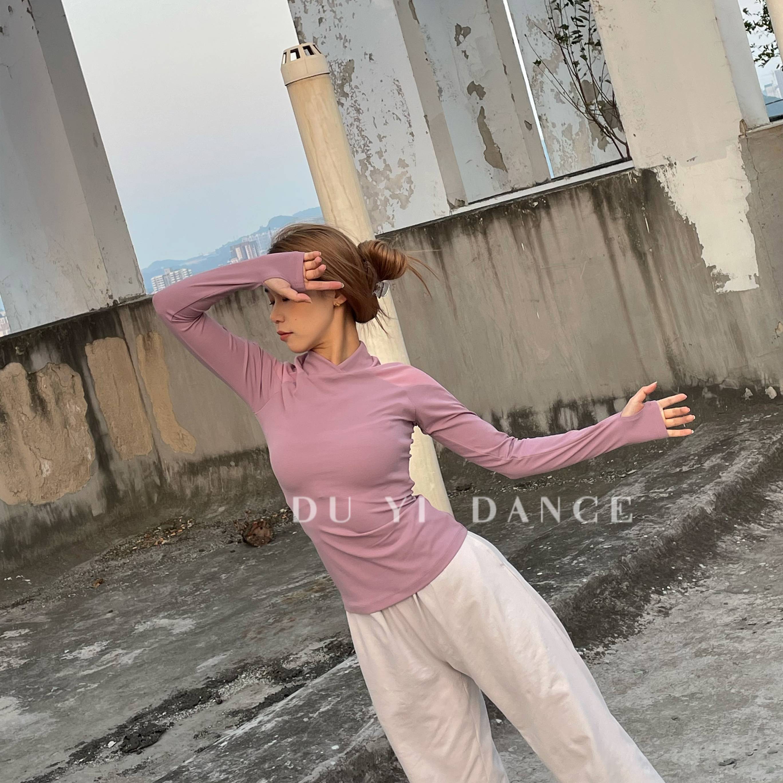 Unique Dance Modern Dance Repair Body Warm Autumn and Winter Practice Services Chinese Wind Collar Nets Oks shoulder stitching dance service