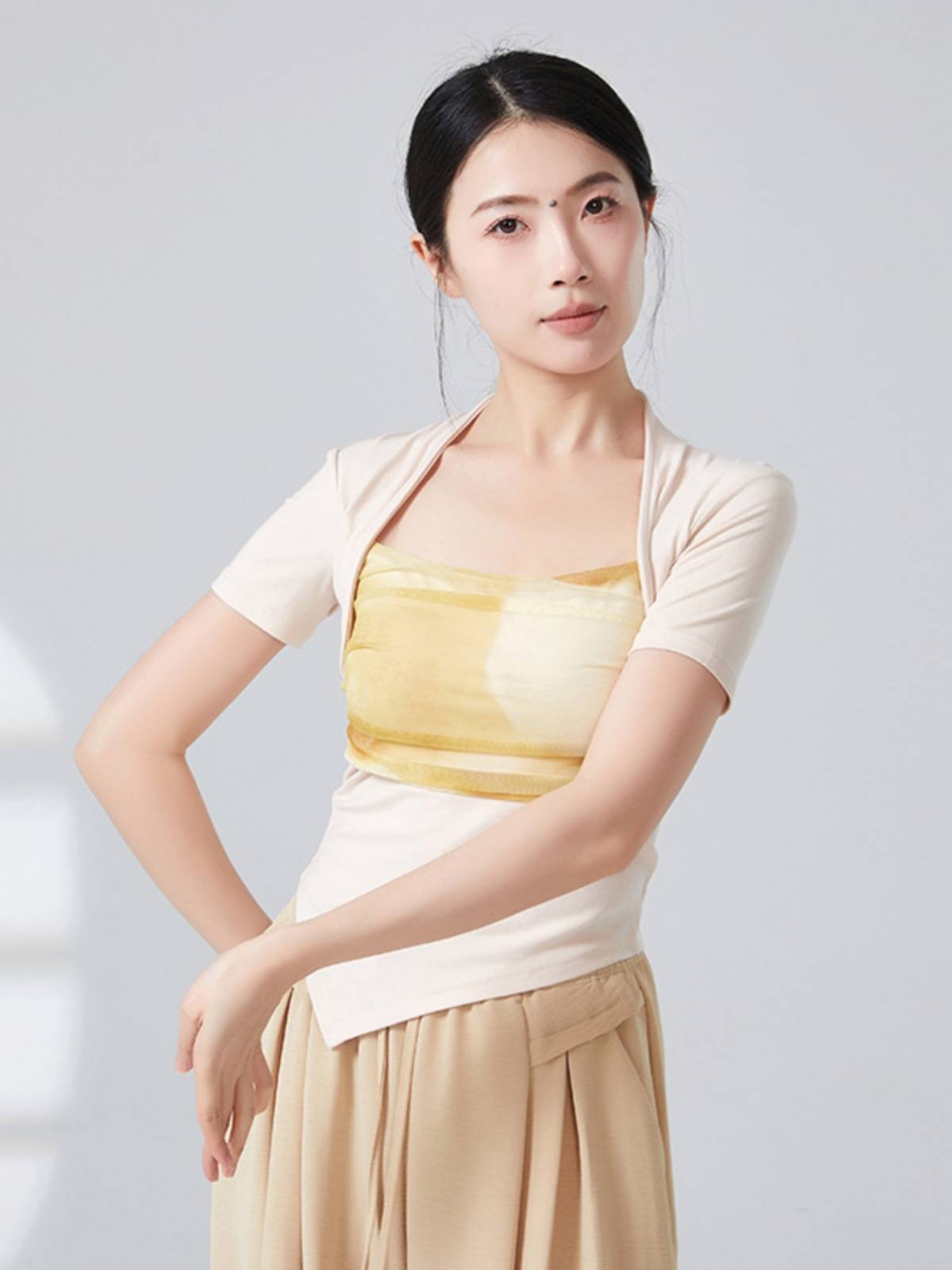 Summer modern dance classical dance service female irregular training body training performance performance service ink stitching short sleeves