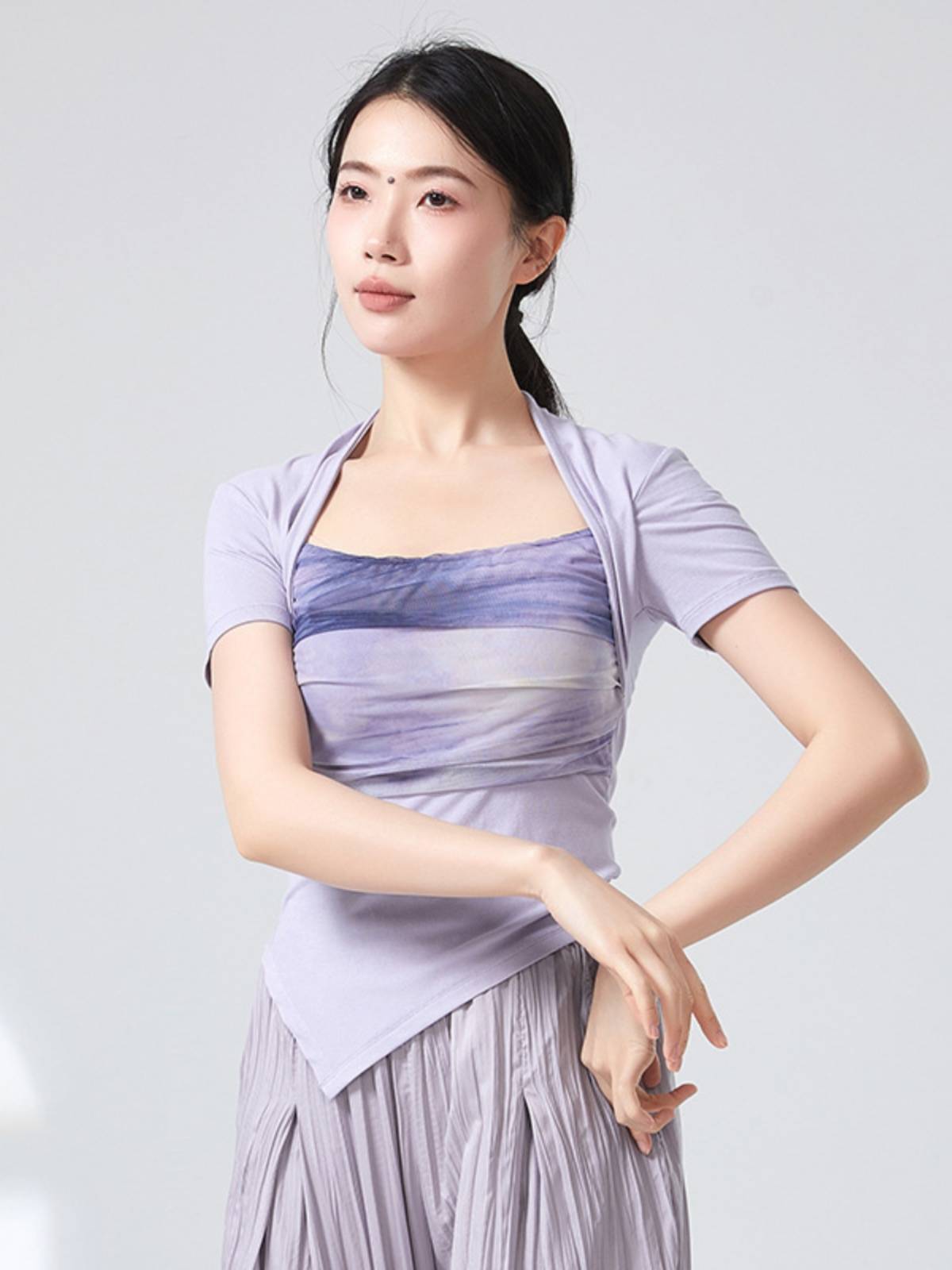 Summer modern dance classical dance service female irregular training body training performance performance service ink stitching short sleeves