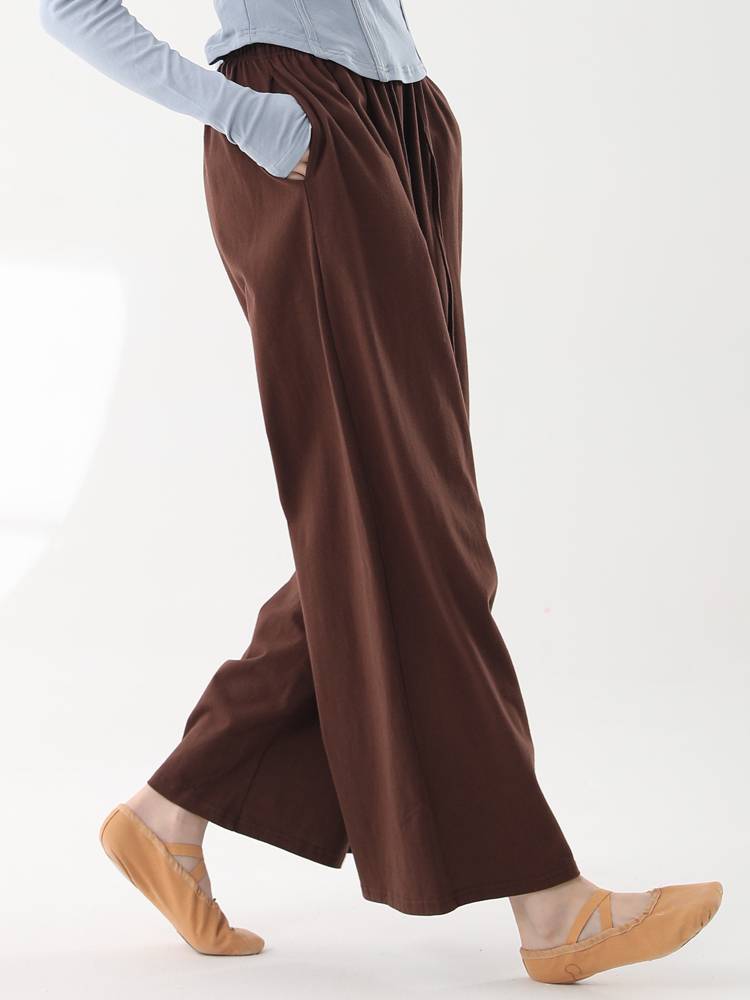 Modern dance wide -legged pants men's and women's same pure cotton straight dance practice pants classical dance pants