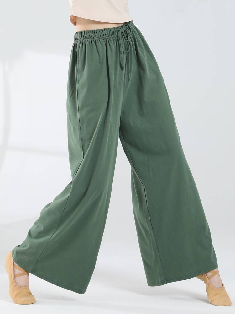 Modern dance wide -legged pants men's and women's same pure cotton straight dance practice pants classical dance pants