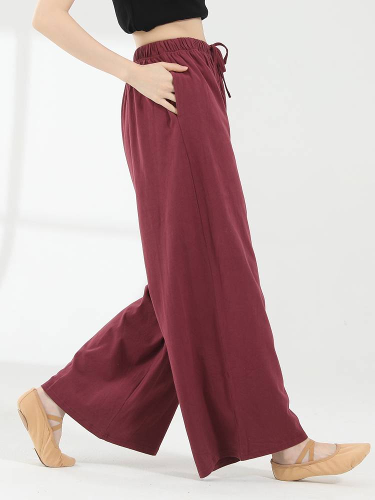 Modern dance wide -legged pants men's and women's same pure cotton straight dance practice pants classical dance pants
