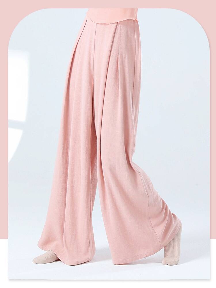 Cotton and linen modern dance exercise pants female new wide -leg loose dance classical dance adult elegant pants