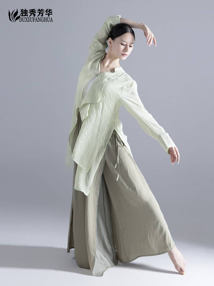 Modern dance loose shirt dance clothing lazy breathable jacket Chinese dance exercise service long sleeves elegant performance service