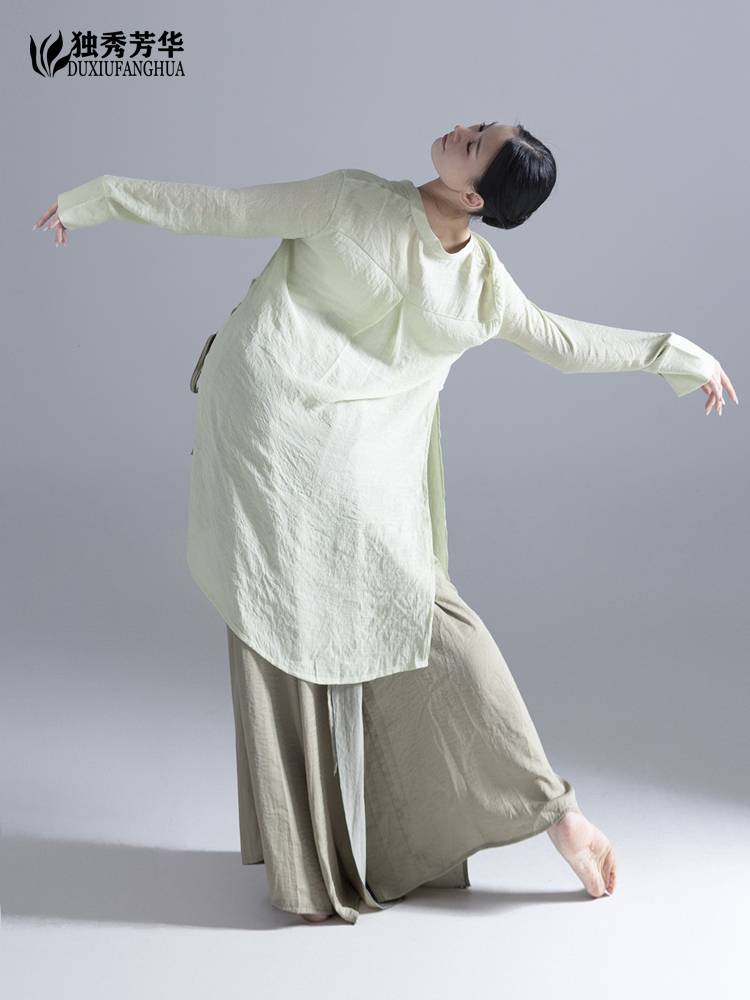 Modern dance loose shirt dance clothing lazy breathable jacket Chinese dance exercise service long sleeves elegant performance service