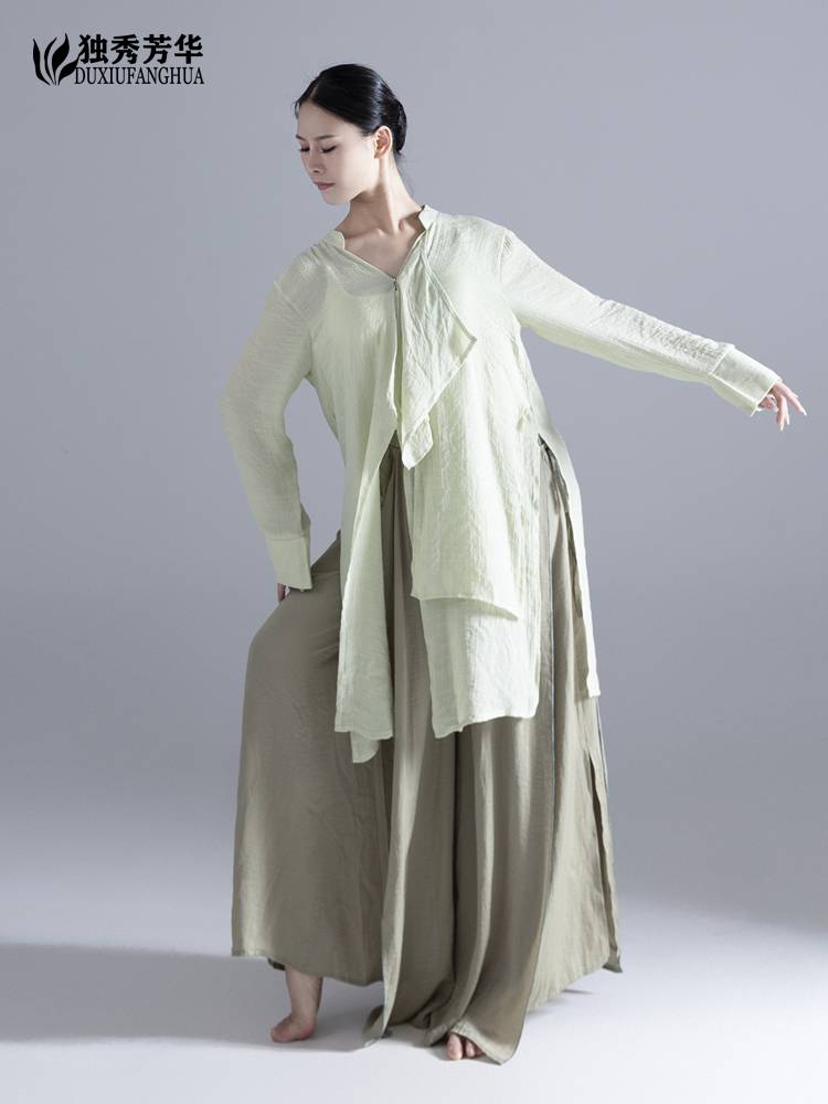 Modern dance loose shirt dance clothing lazy breathable jacket Chinese dance exercise service long sleeves elegant performance service