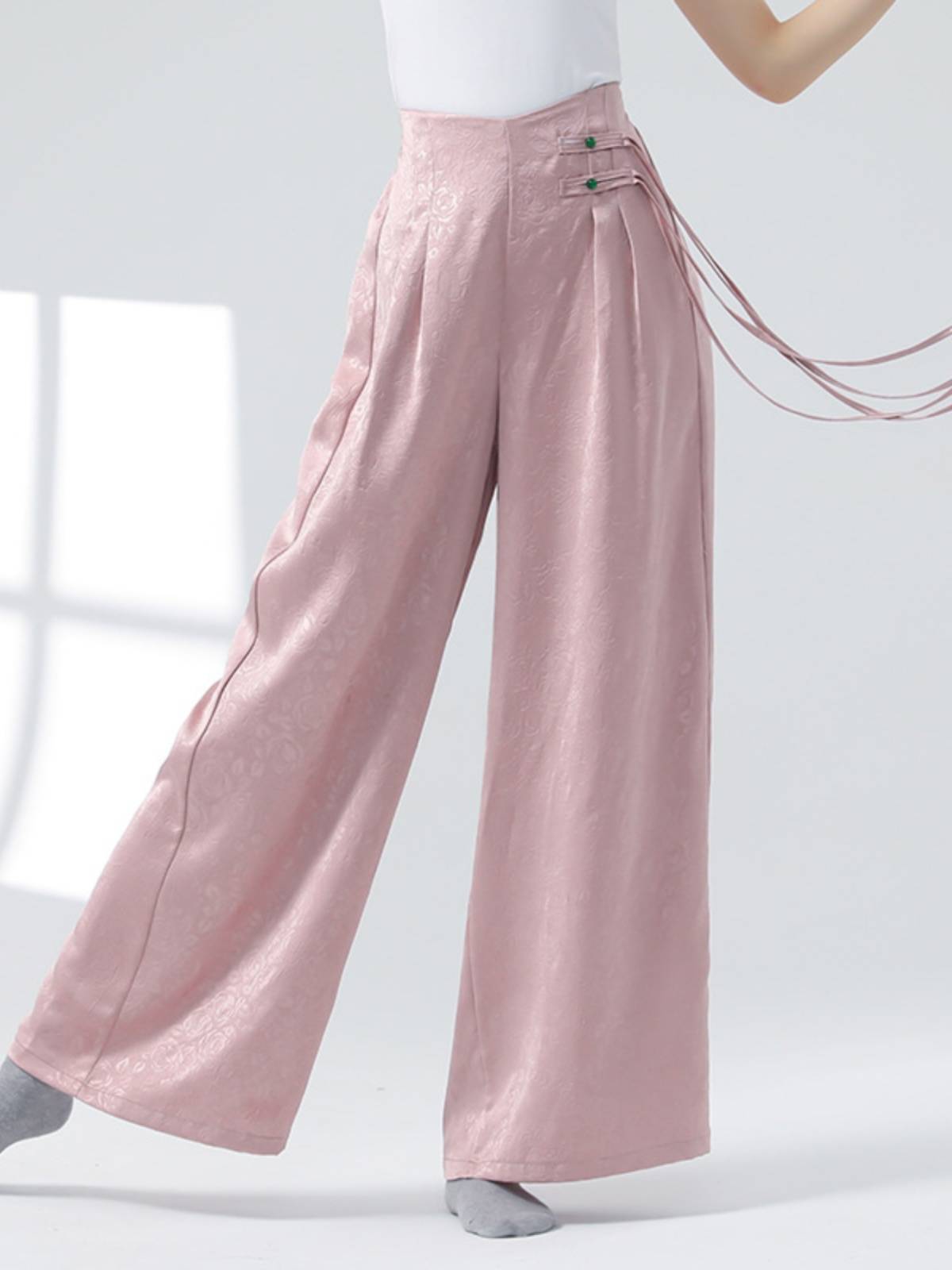 Modern dance practice pants female four seasons satin dance pants classical dance practice pants wide -leg pants Chinese dance pants