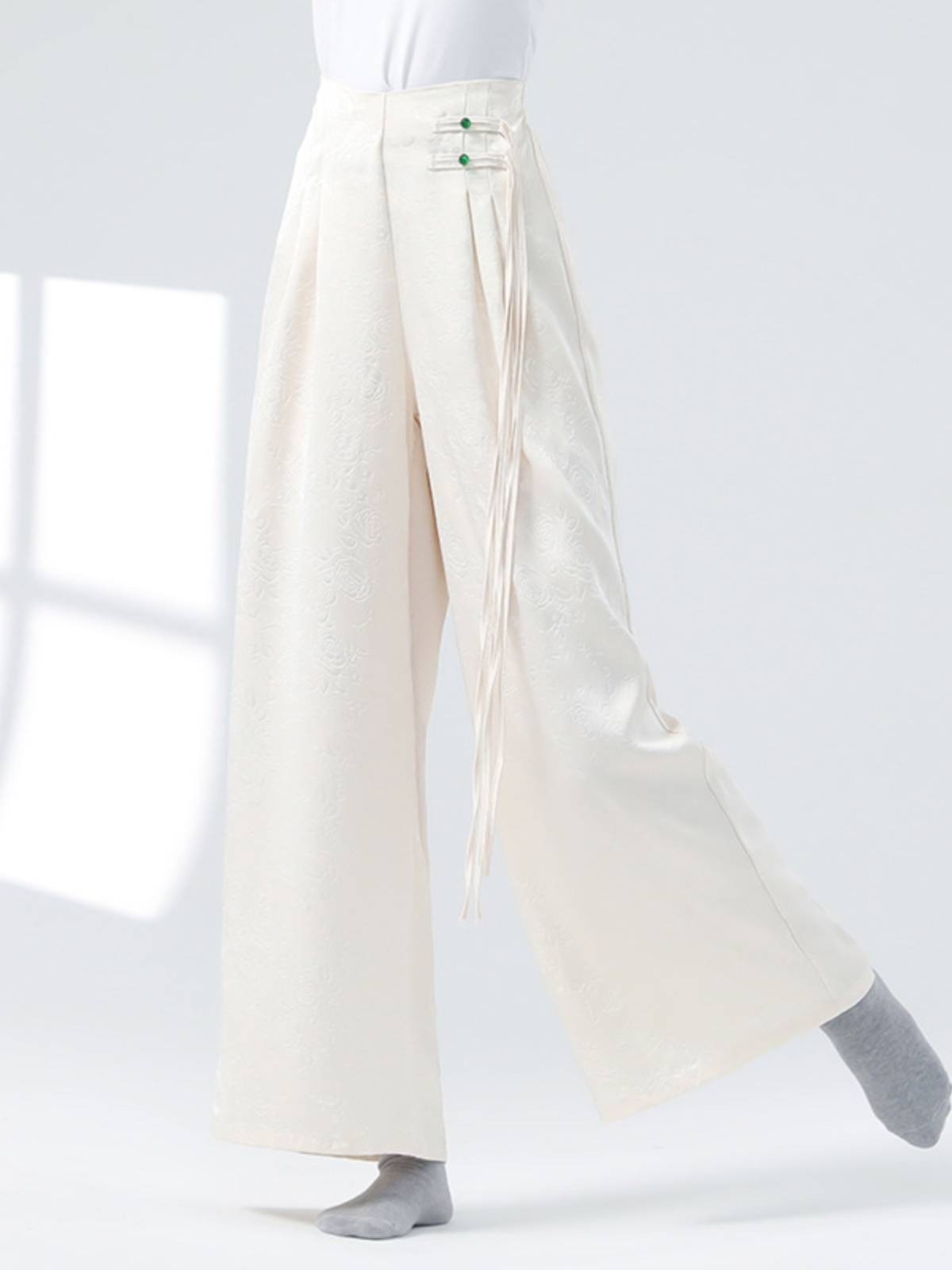 Modern dance practice pants female four seasons satin dance pants classical dance practice pants wide -leg pants Chinese dance pants