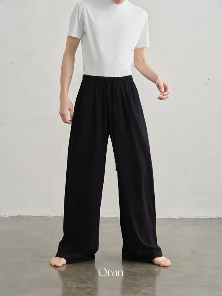 QRAN Modern Dance Loose Wide Pants Men's same straight pants and cotton soft dance pants