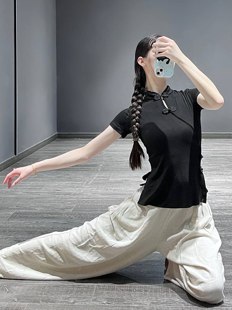 Practicing clothes Short -sleeved female classical dance new body training clothing slim slim dance jacket Modern dance top