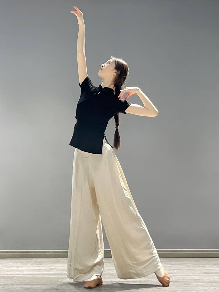 Practicing clothes Short -sleeved female classical dance new body training clothing slim slim dance jacket Modern dance top
