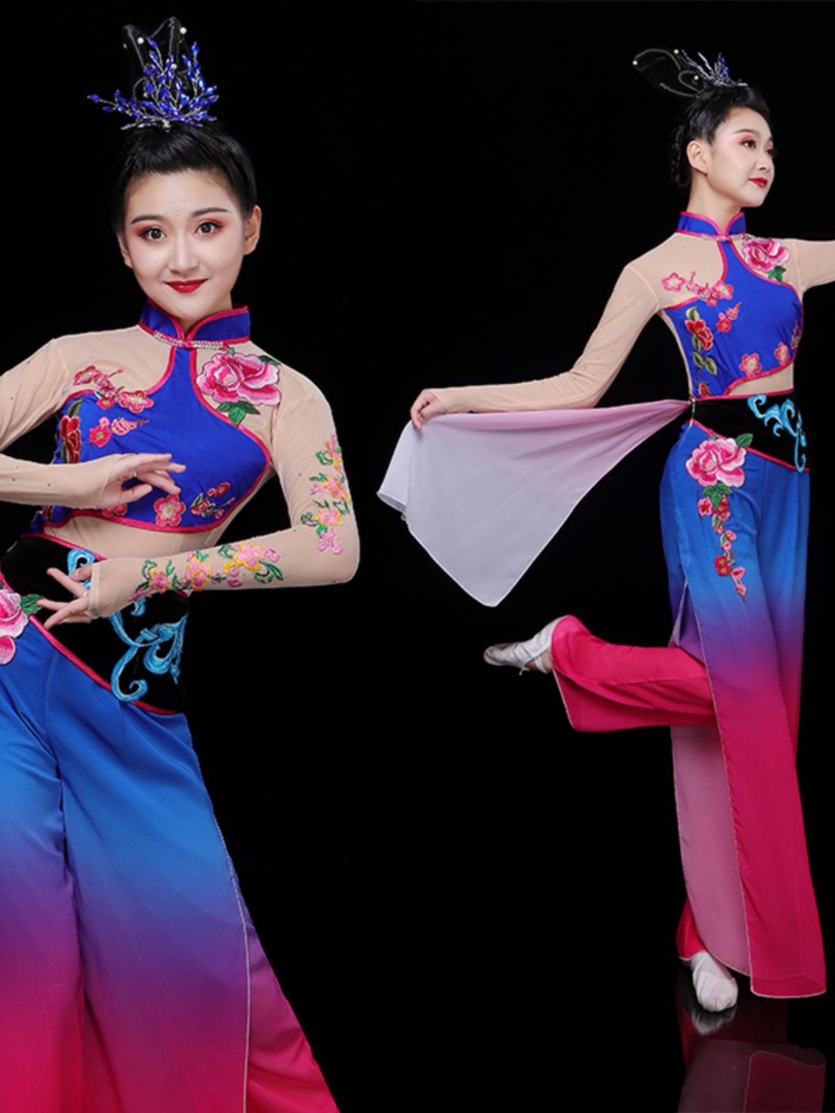 New classical dance slim performance service female fan dance umbrella dance flowing modern national Yangge service square dance set