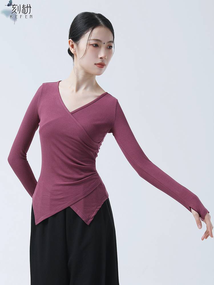 Dance clothing top Classical dance clothing practice service adult Chinese dance -shaped body service long sleeve finger set modern dance suit
