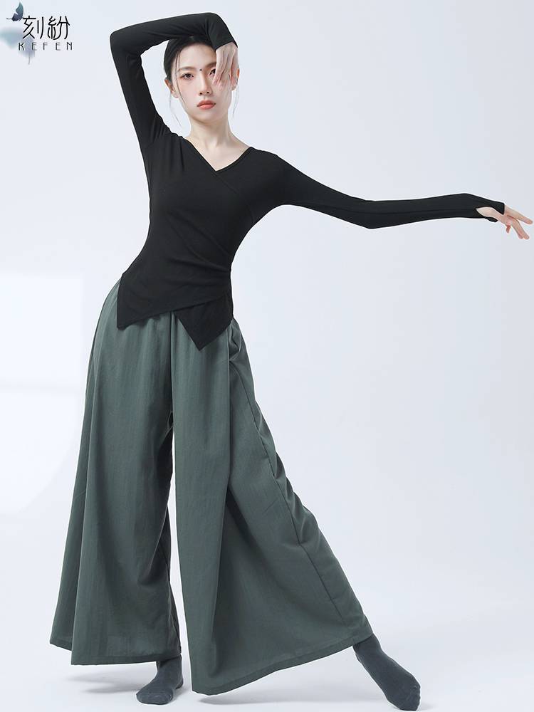 Dance clothing top Classical dance clothing practice service adult Chinese dance -shaped body service long sleeve finger set modern dance suit