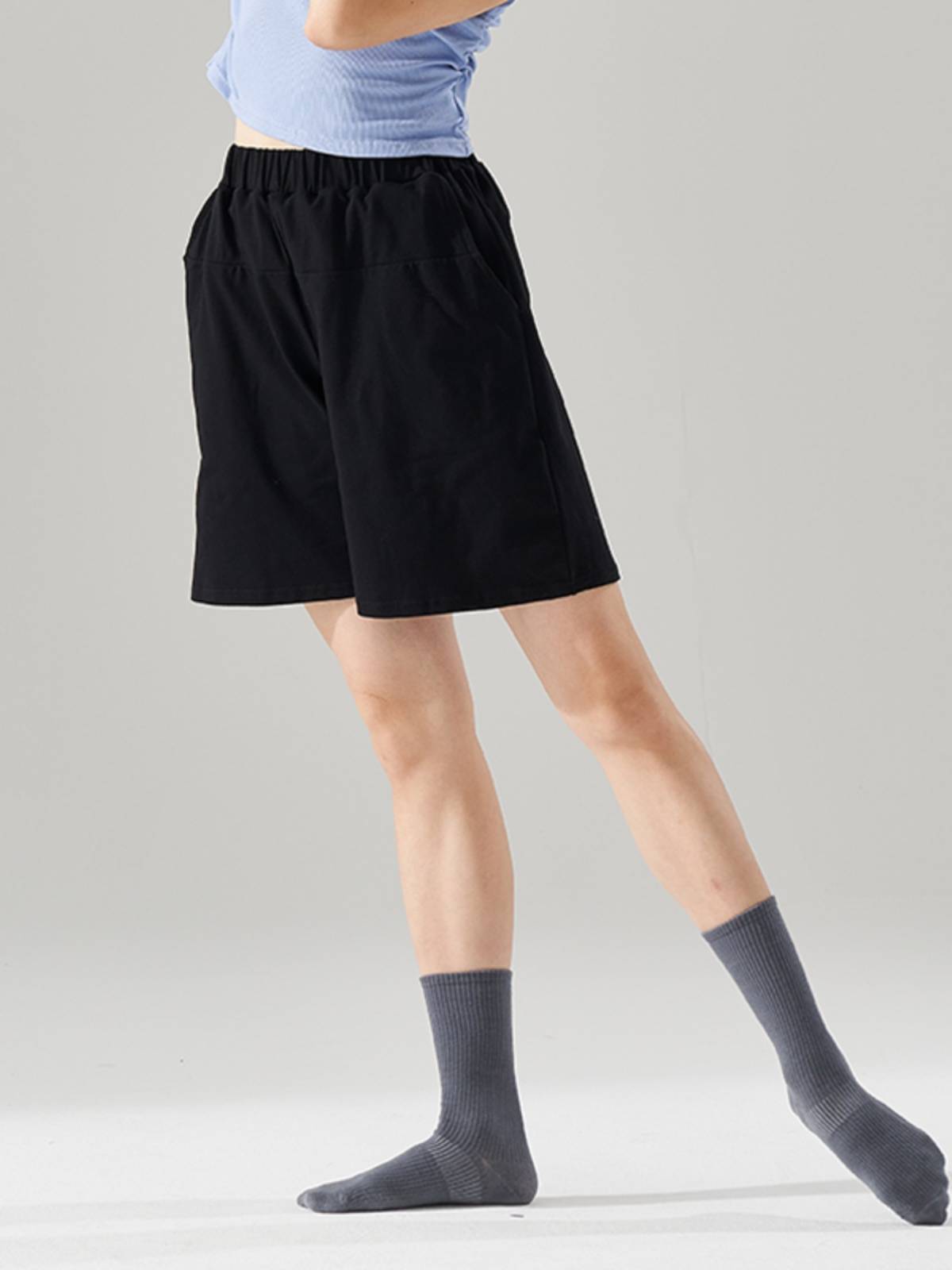 Modern dance summer men's and women's same dance pants shorts, high waist wide -leg pants training dance dance pants
