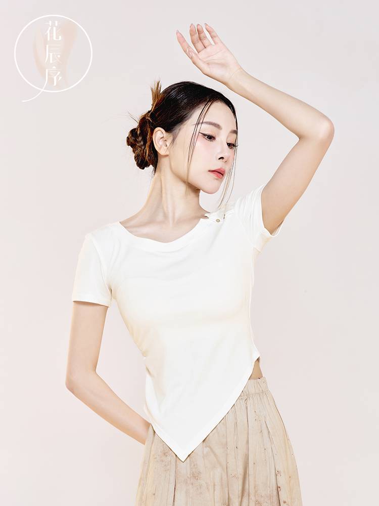Flower Chenxu Classical Dance Summer Season Repair Better -back Knit Short -sleeved Modern Dance Practice Dance Female Women