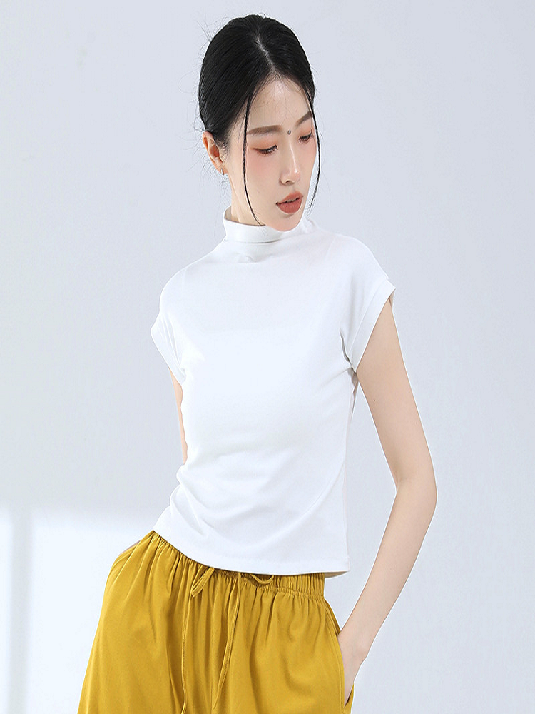 Modern dance practice service female small high -necked sleeveless top, thin temperament teacher art test -shaped dancing clothes summer