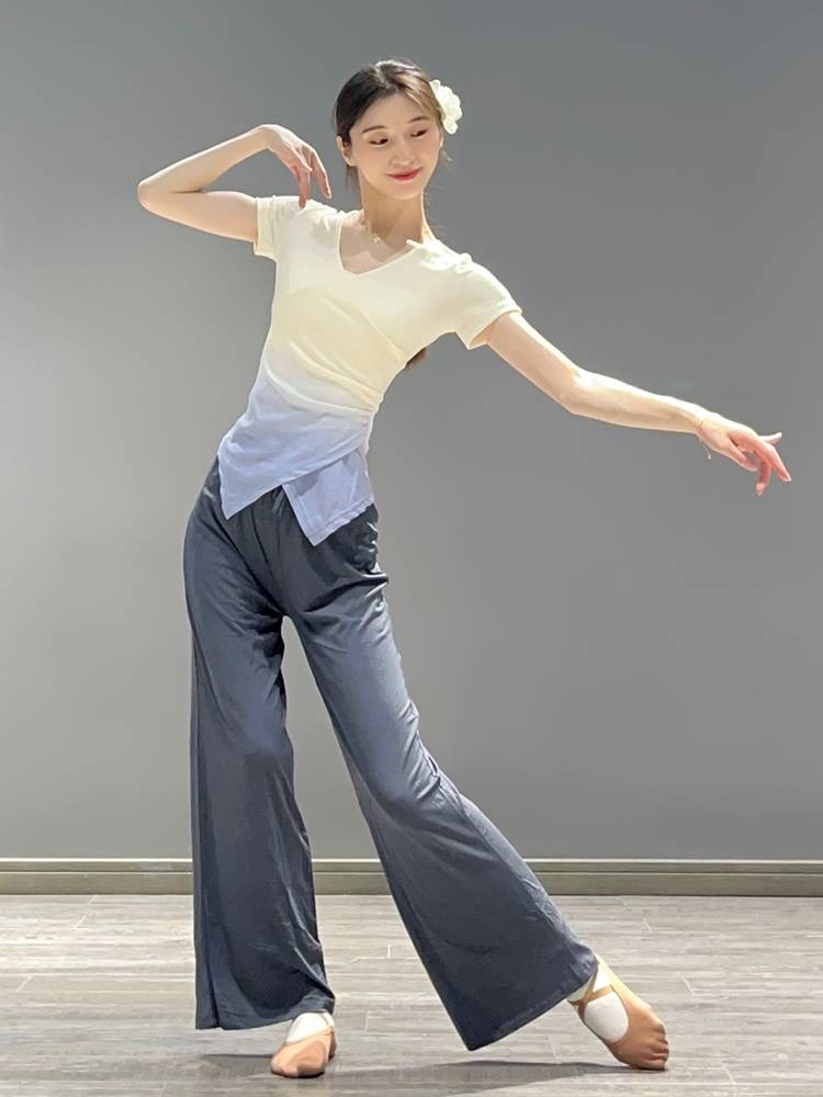 Modern dance adult dance clothing short -sleeved gradient jacket classical dance repair body figure practice clothing female
