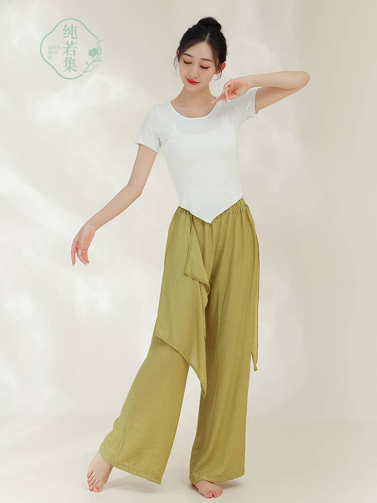 Pure dance loose body practice dance pants, female folds, vertical, straight -legged pants classical dance pants