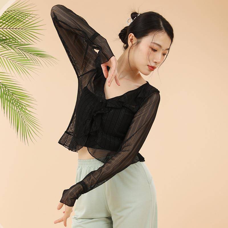 Dance practice uniform Top, female adult long -sleeved modern dance exercise adult performance body dancers dance service