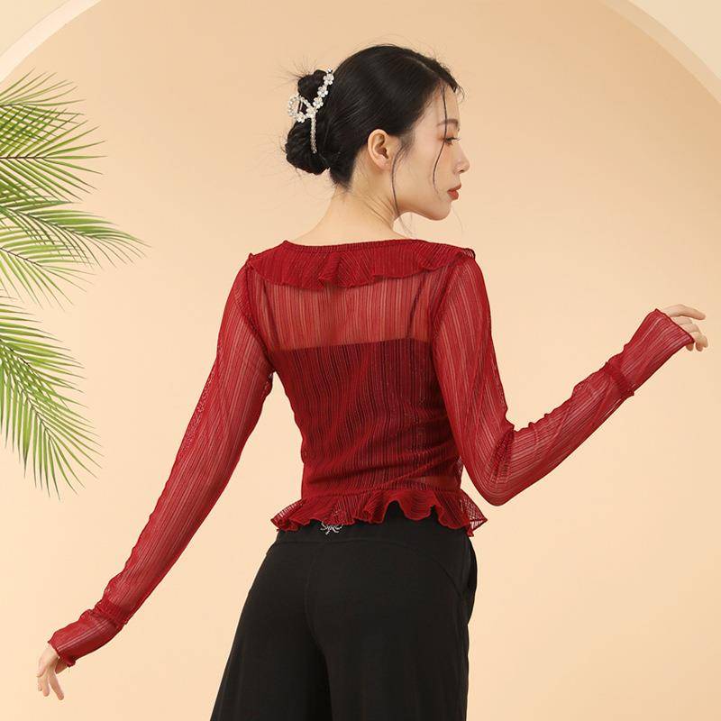 Dance practice uniform Top, female adult long -sleeved modern dance exercise adult performance body dancers dance service