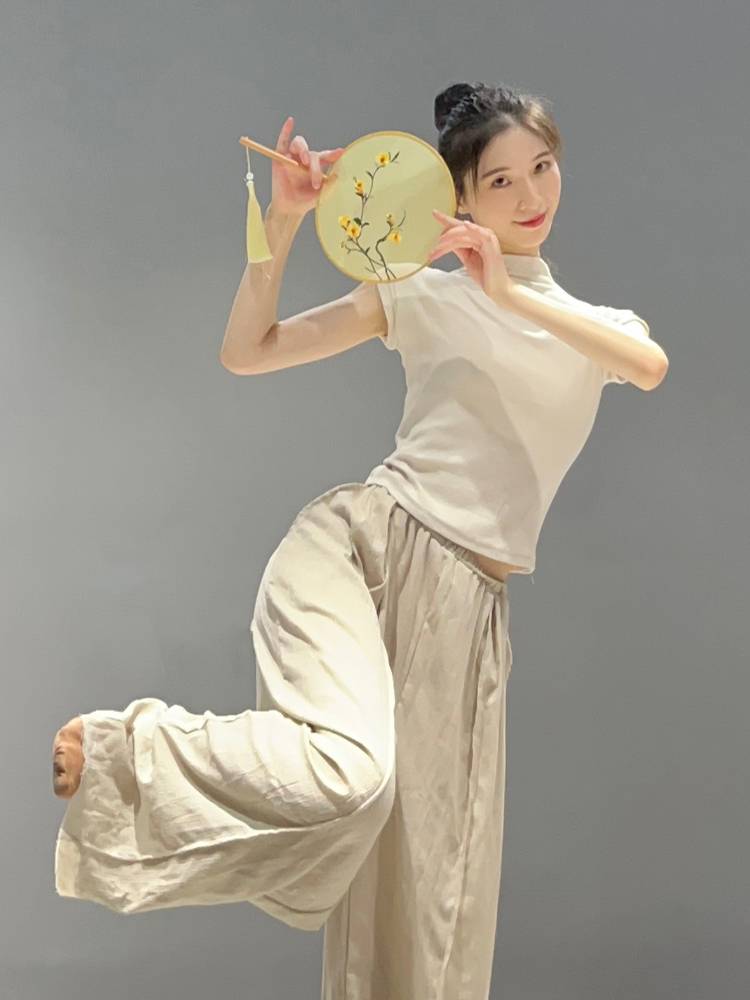 Modern dance exercise uniform high -necked short -sleeved slim dance clothes Classical dance training suit Chinese dance top