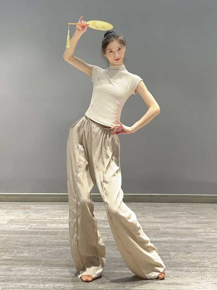 Modern dance exercise uniform high -necked short -sleeved slim dance clothes Classical dance training suit Chinese dance top