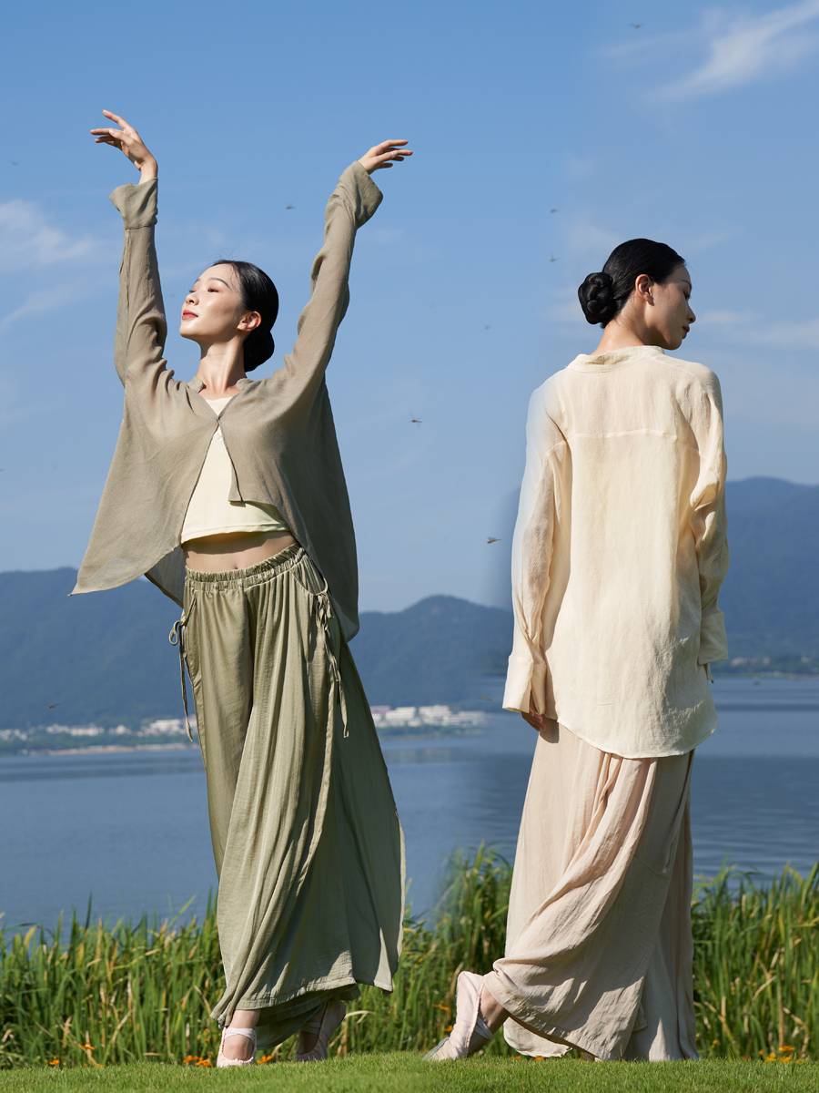 Dance Ruixiang Adult Female Classical Dance Practice Loose Dance Dance Modern Dance Chinese Dance Long Sleeve Wide Pants Set