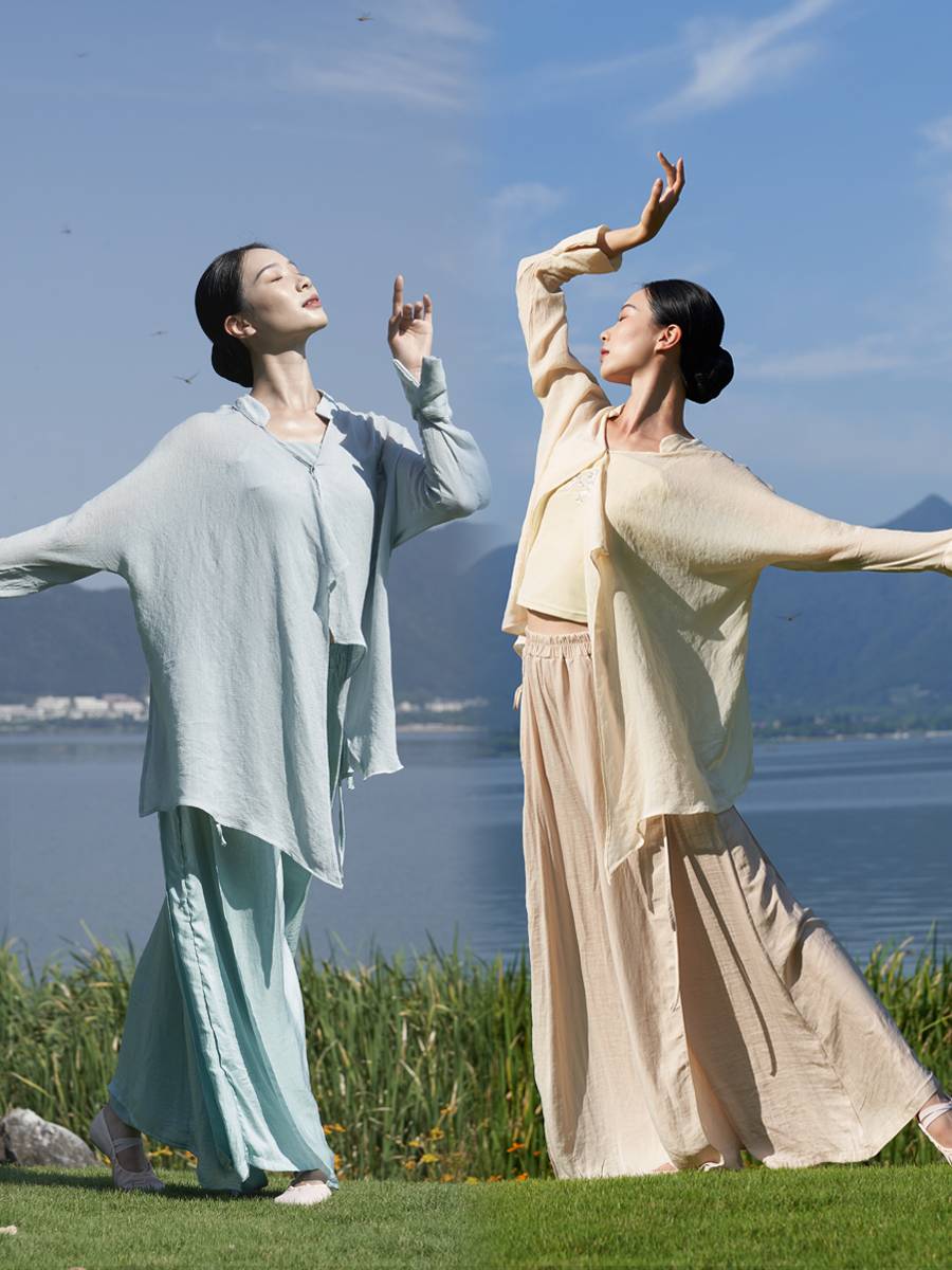 Dance Ruixiang Adult Female Classical Dance Practice Loose Dance Dance Modern Dance Chinese Dance Long Sleeve Wide Pants Set