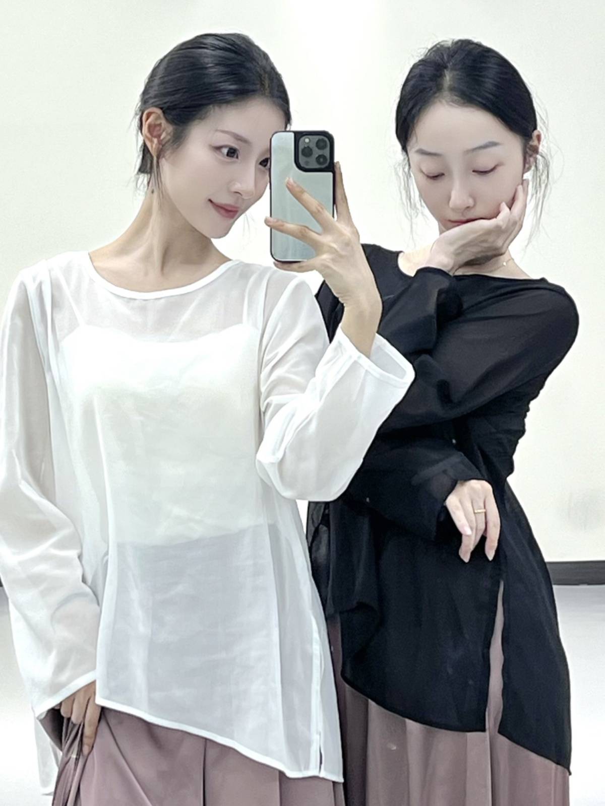 Large -size modern dance classical dance slightly thoroughly irregular back split, elegant and thin -blown sweater, stage test stage performance service