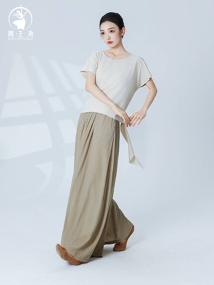 2024 new dance main corner modern dance exercise classical dance, loose body rhyme clothing, thin dance short sleeve top