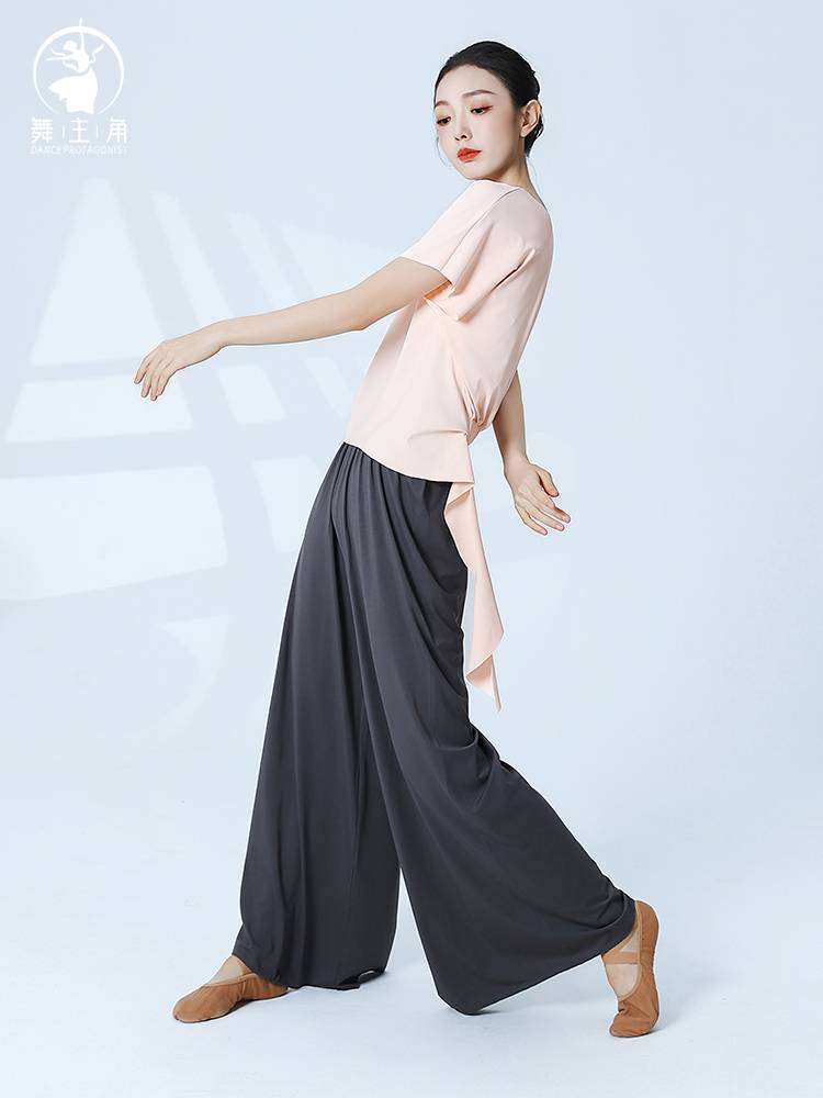 2024 new dance main corner modern dance exercise classical dance, loose body rhyme clothing, thin dance short sleeve top