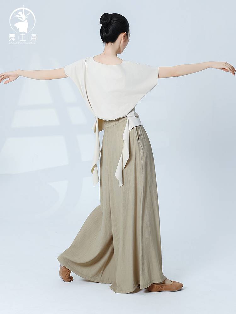 2024 new dance main corner modern dance exercise classical dance, loose body rhyme clothing, thin dance short sleeve top