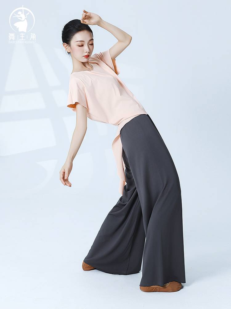 2024 new dance main corner modern dance exercise classical dance, loose body rhyme clothing, thin dance short sleeve top