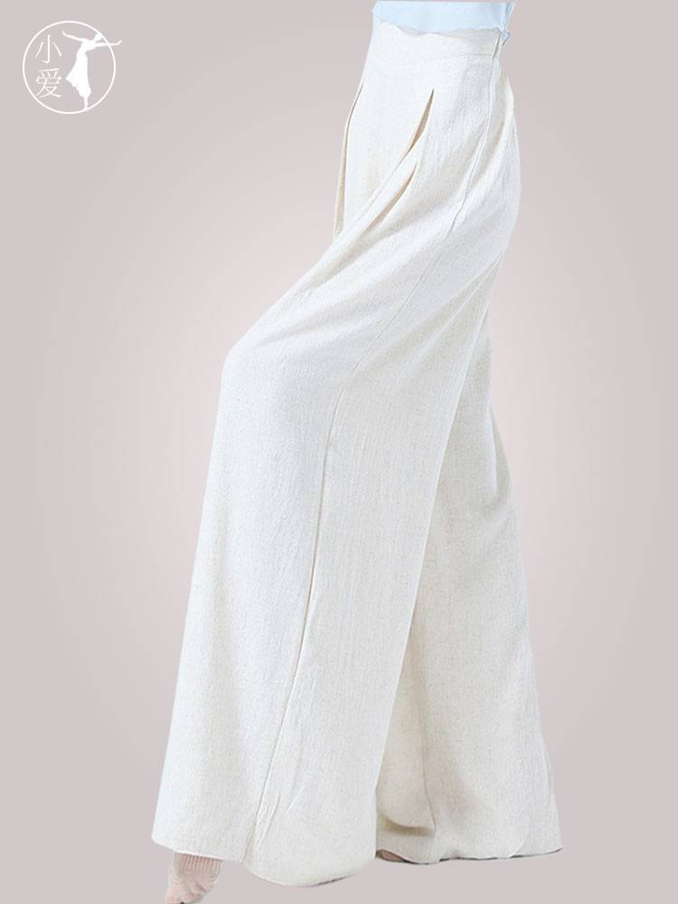 2024 new dance service modern dance training pants female cotton and linen, elegant wide legs loose dance pants classical dance pants