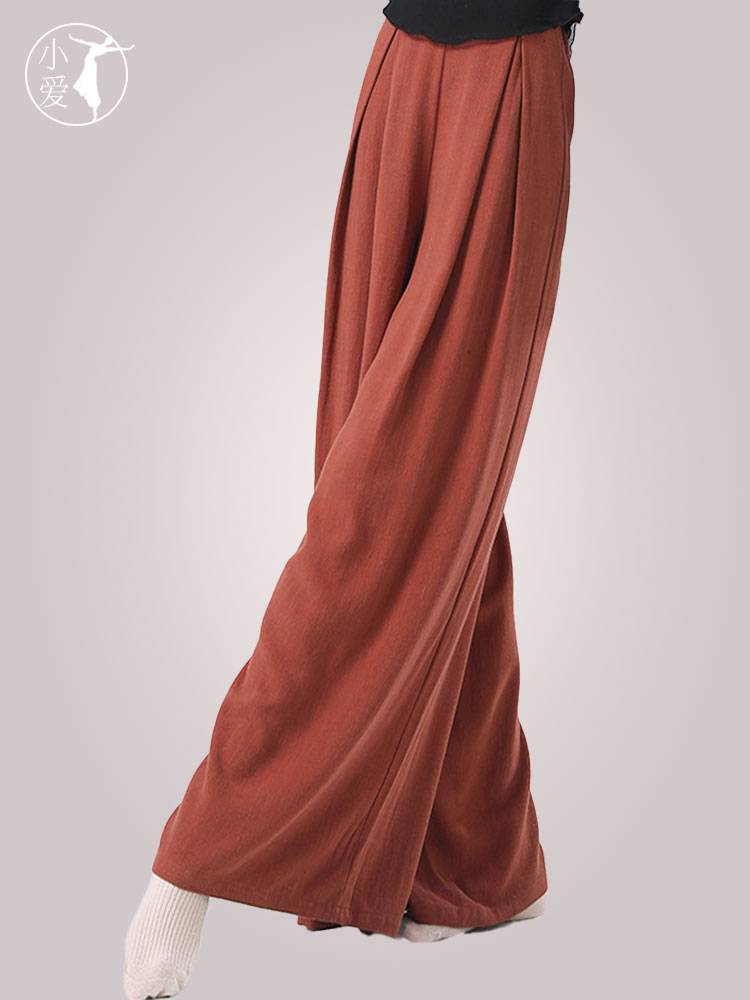 2024 new dance service modern dance training pants female cotton and linen, elegant wide legs loose dance pants classical dance pants