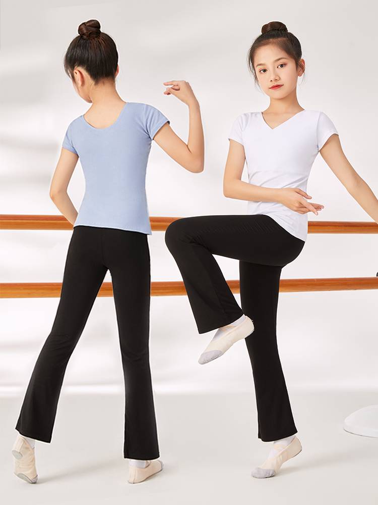 Children's dance pants girl dancing flared pants spring and summer short -sleeved exercises modern dance Lauding dance -shaped trousers