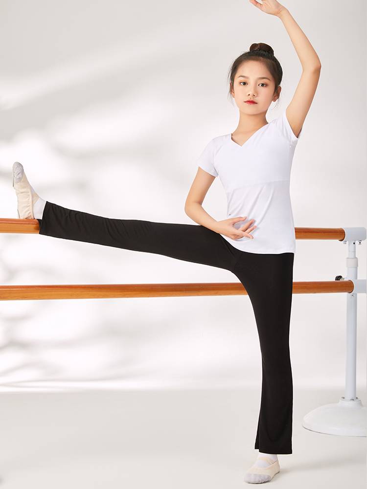 Children's dance pants girl dancing flared pants spring and summer short -sleeved exercises modern dance Lauding dance -shaped trousers