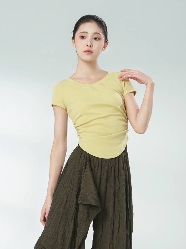 Little Jasmine Classical Dance New Top Adult Summer Short Sleeve Sports Services Chinese Dance Modern Dance Practice Uniform is thin