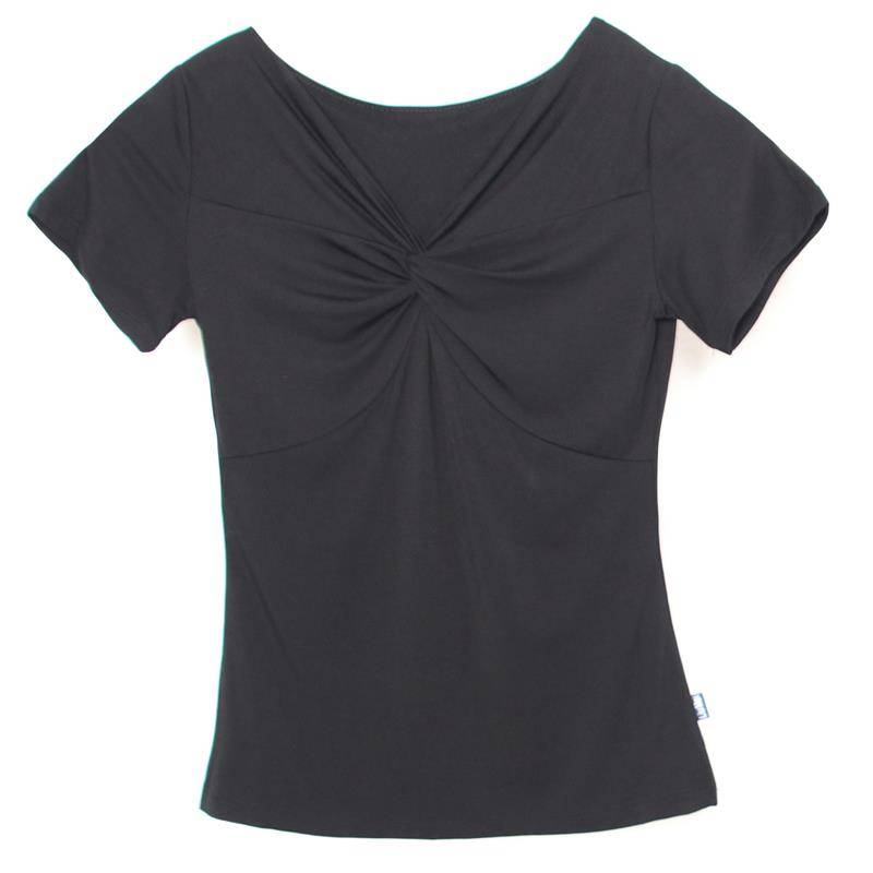 V -neck dance exercise uniform Tome female adult twisting body clothes slim black clothes short -sleeved modern dance clothing