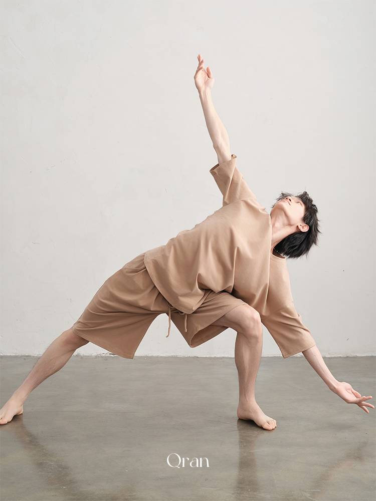 Qran Modern Dance Top Men's Women and Women T -shirt Dance Practice Services Services Cotton Soft Loose Dance Server