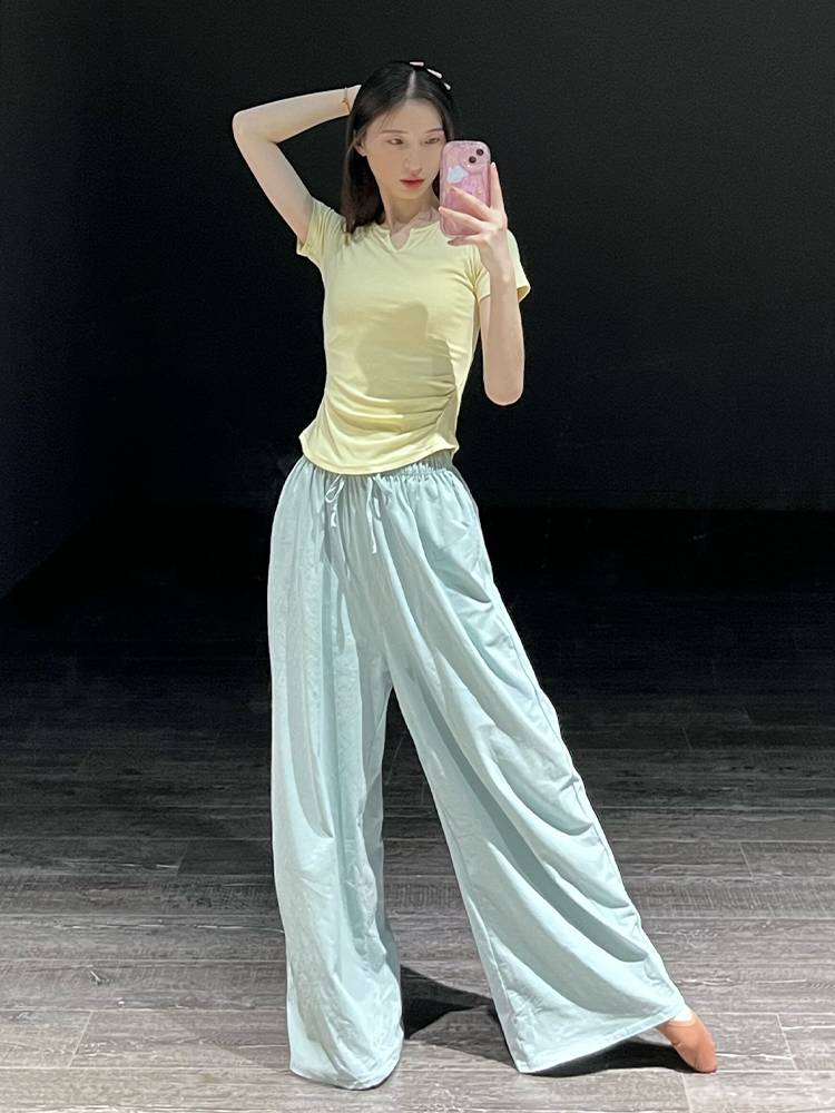 Modern dance exercise uniforms loose wide -leg pants Classical dance body thin body training suit Chinese dance pants