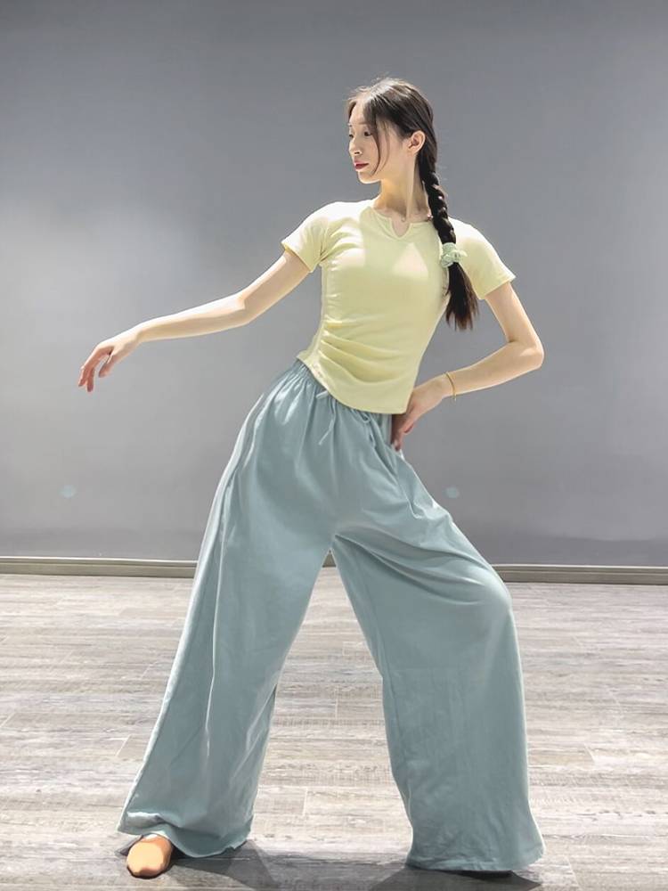 Modern dance exercise uniforms loose wide -leg pants Classical dance body thin body training suit Chinese dance pants